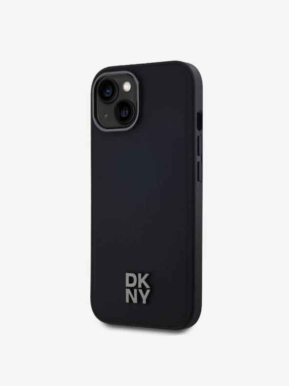 DKNY PU Leather Stack Logo Magsafe Zadní Kryt pro iPhone 15 Black DKNY