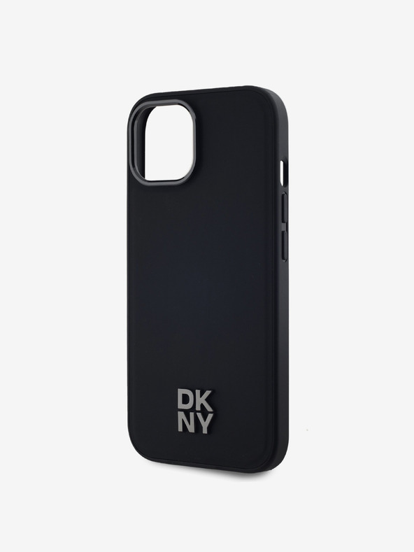 DKNY PU Leather Stack Logo Magsafe Zadní Kryt pro iPhone 15 Black DKNY