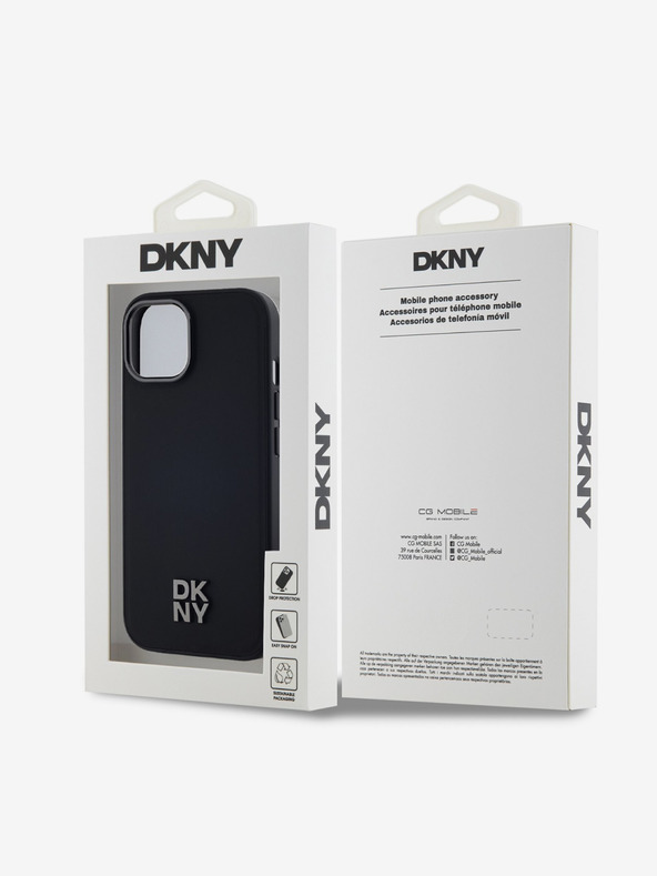 DKNY PU Leather Stack Logo Magsafe Zadní Kryt pro iPhone 15 Black DKNY