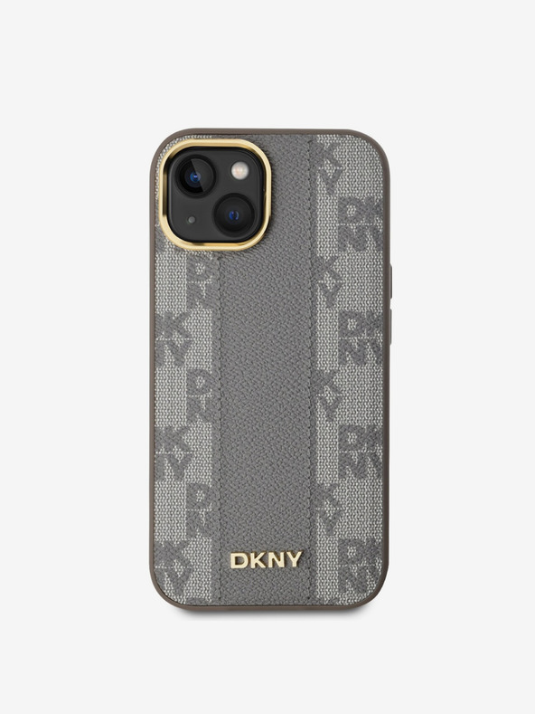 DKNY PU Leather Checkered Pattern Magsafe Zadní Kryt pro iPhone 15 Beige DKNY