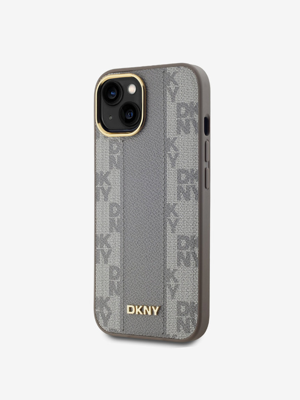 DKNY PU Leather Checkered Pattern Magsafe Zadní Kryt pro iPhone 15 Beige DKNY