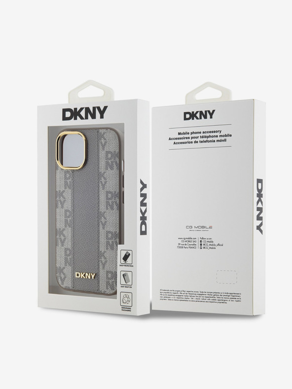 DKNY PU Leather Checkered Pattern Magsafe Zadní Kryt pro iPhone 15 Beige DKNY