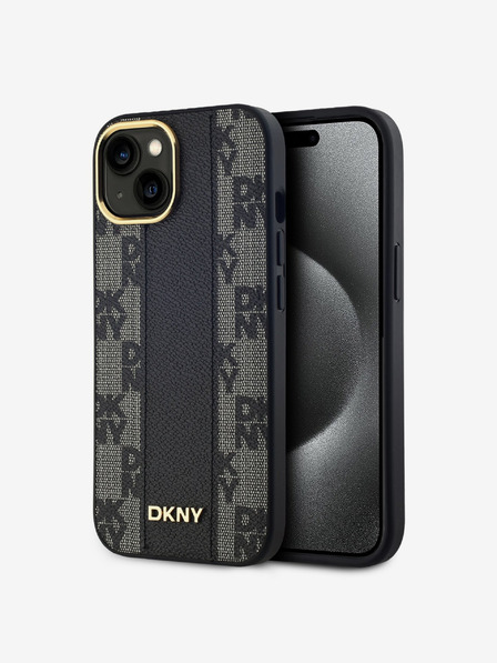 DKNY PU Leather Checkered Pattern Magsafe Zadní Kryt pro iPhone 15 Black DKNY