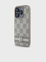 DKNY PU Leather Checkered Pattern and Stripe Zadní Kryt pro iPhone 14 Pro Max Beige DKNY