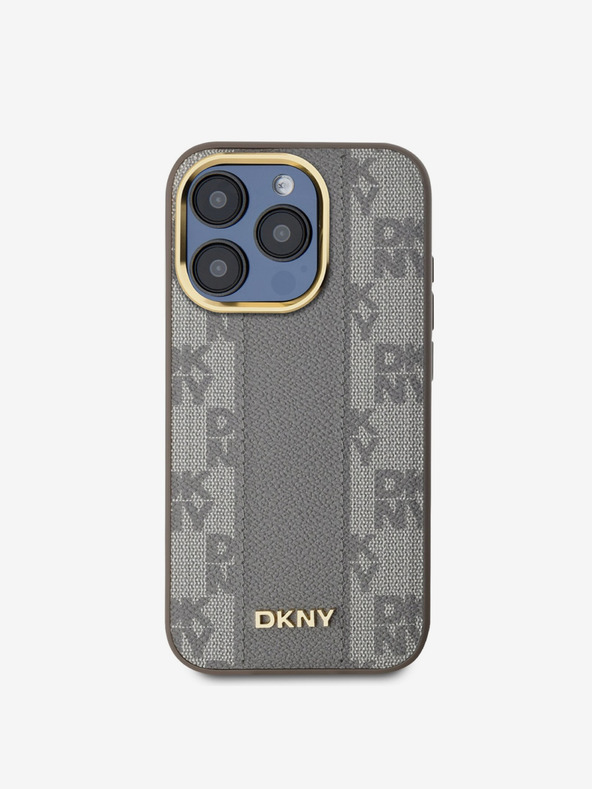 DKNY PU Leather Checkered Pattern Magsafe Zadní Kryt pro iPhone 15 Pro Beige DKNY