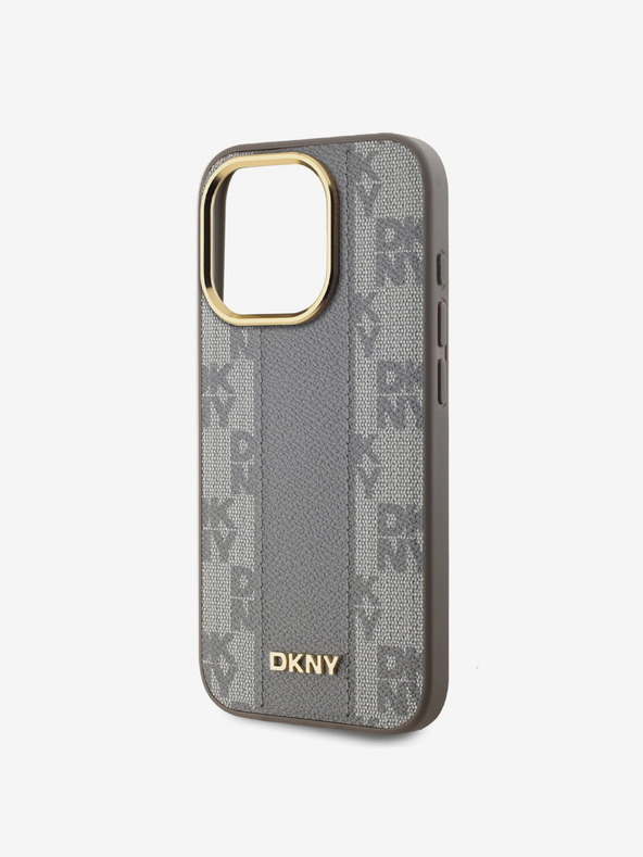 DKNY PU Leather Checkered Pattern Magsafe Zadní Kryt pro iPhone 15 Pro Beige DKNY