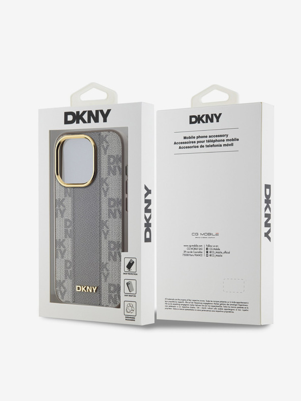 DKNY PU Leather Checkered Pattern Magsafe Zadní Kryt pro iPhone 15 Pro Beige DKNY