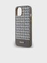 DKNY PU Leather Repeat Pattern Bottom Stripe MagSafe Zadní Kryt pro iPhone 15 Brown DKNY