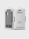 DKNY PU Leather Repeat Pattern Bottom Stripe MagSafe Zadní Kryt pro iPhone 15 Brown DKNY