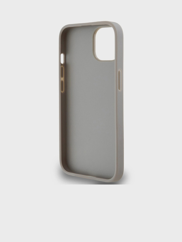 DKNY PU Leather Checkered Pattern and Stripe Zadní Kryt pro iPhone 15 Beige DKNY