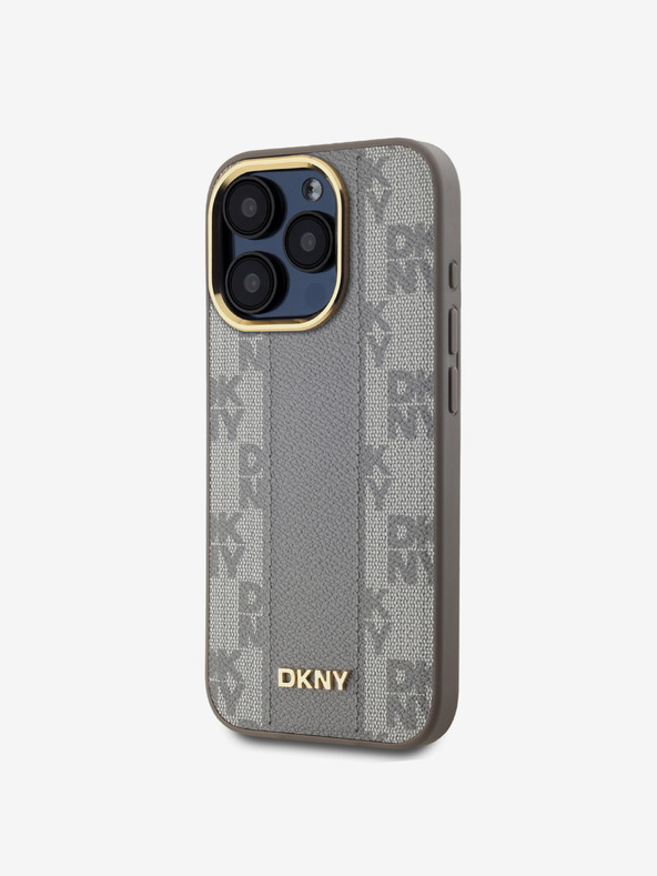 DKNY PU Leather Checkered Pattern Magsafe Zadní Kryt pro iPhone 15 Pro Max Beige DKNY