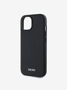 DKNY PU Leather Silver Metal Logo Magsafe Zadní Kryt pro iPhone 14 Black DKNY