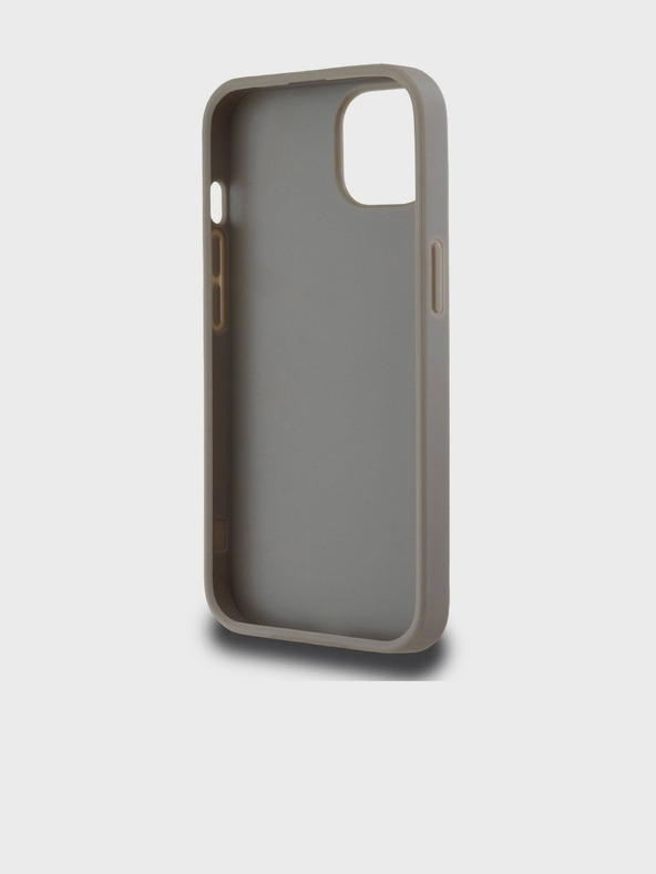 DKNY PU Leather Checkered Pattern and Stripe Zadní Kryt pro iPhone 13 Beige DKNY