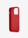 DKNY PU Leather Stack Logo Wrist Strap Zadní Kryt pro iPhone 14 Pro Red DKNY