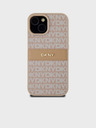 DKNY PU Leather Repeat Pattern Tonal Stripe Zadní Kryt pro iPhone 15 Pink DKNY