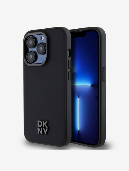 DKNY PU Leather Stack Logo Magsafe Zadní Kryt pro iPhone 14 Pro Black DKNY