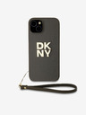 DKNY PU Leather Stack Logo Wrist Strap Zadní Kryt pro iPhone 13 Brown DKNY