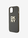 DKNY PU Leather Stack Logo Wrist Strap Zadní Kryt pro iPhone 13 Brown DKNY