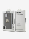 DKNY PU Leather Stack Logo Wrist Strap Zadní Kryt pro iPhone 13 Brown DKNY