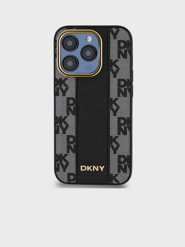 DKNY PU Leather Checkered Pattern Magsafe Zadní Kryt pro iPhone 15 Pro Black DKNY