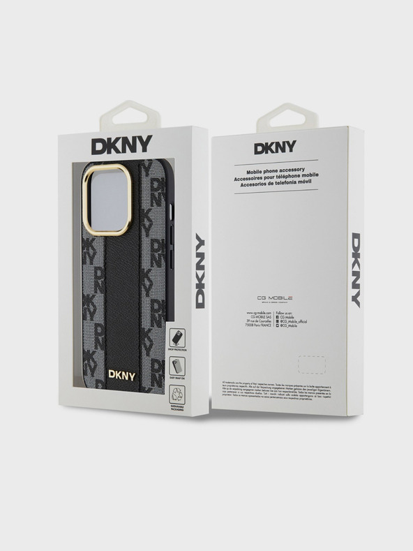 DKNY PU Leather Checkered Pattern Magsafe Zadní Kryt pro iPhone 15 Pro Black DKNY
