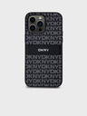 DKNY PU Leather Repeat Pattern Tonal Stripe Zadní Kryt pro iPhone 14 Pro Black DKNY