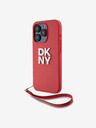 DKNY PU Leather Stack Logo Wrist Strap Zadní Kryt pro iPhone 15 Pro Red DKNY