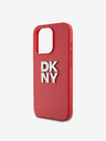 DKNY PU Leather Stack Logo Wrist Strap Zadní Kryt pro iPhone 15 Pro Red DKNY
