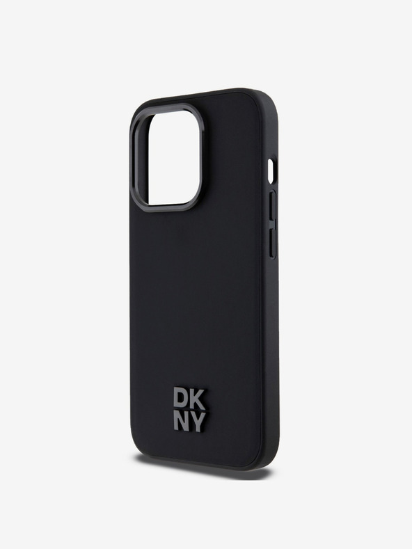 DKNY PU Leather Stack Logo Magsafe Zadní Kryt pro iPhone 15 Pro Max Black DKNY