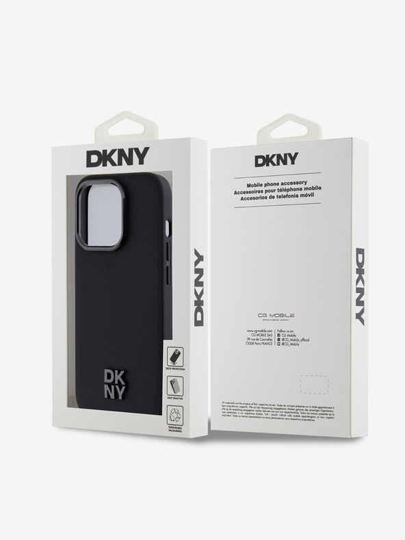 DKNY PU Leather Stack Logo Magsafe Zadní Kryt pro iPhone 15 Pro Max Black DKNY