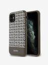 DKNY PU Leather Repeat Pattern Bottom Stripe MagSafe Zadní Kryt pro iPhone 11 Brown DKNY