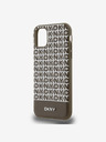 DKNY PU Leather Repeat Pattern Bottom Stripe MagSafe Zadní Kryt pro iPhone 11 Brown DKNY