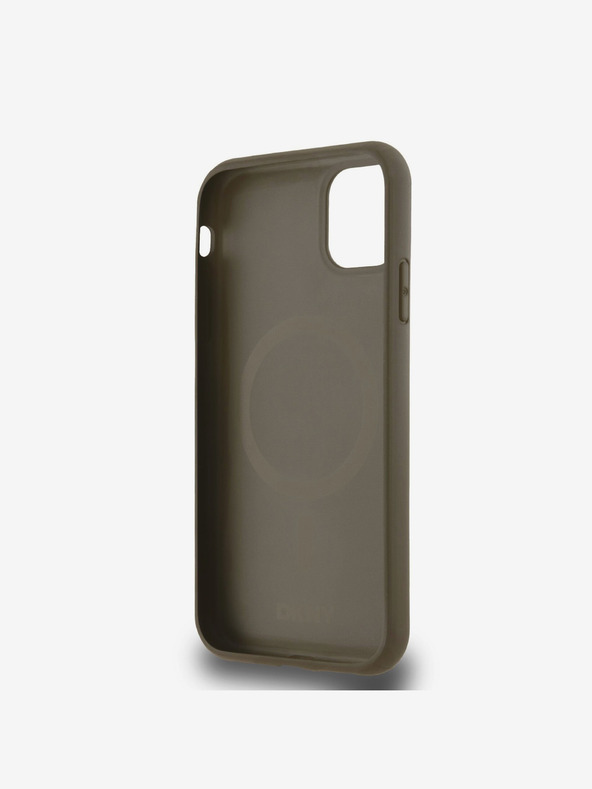 DKNY PU Leather Repeat Pattern Bottom Stripe MagSafe Zadní Kryt pro iPhone 11 Brown DKNY