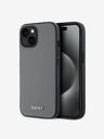 DKNY PU Leather Silver Metal Logo Magsafe Zadní Kryt pro iPhone 14 Grey DKNY