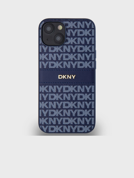 DKNY PU Leather Repeat Pattern Tonal Stripe Zadní Kryt pro iPhone 14 Blue DKNY
