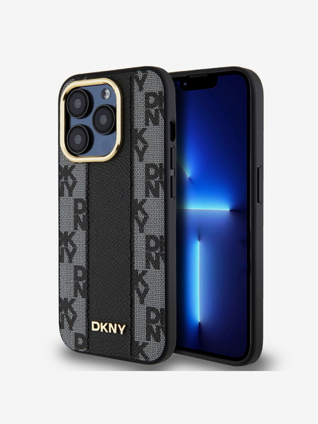DKNY PU Leather Checkered Pattern Magsafe Zadní Kryt pro iPhone 15 Pro Max Black DKNY