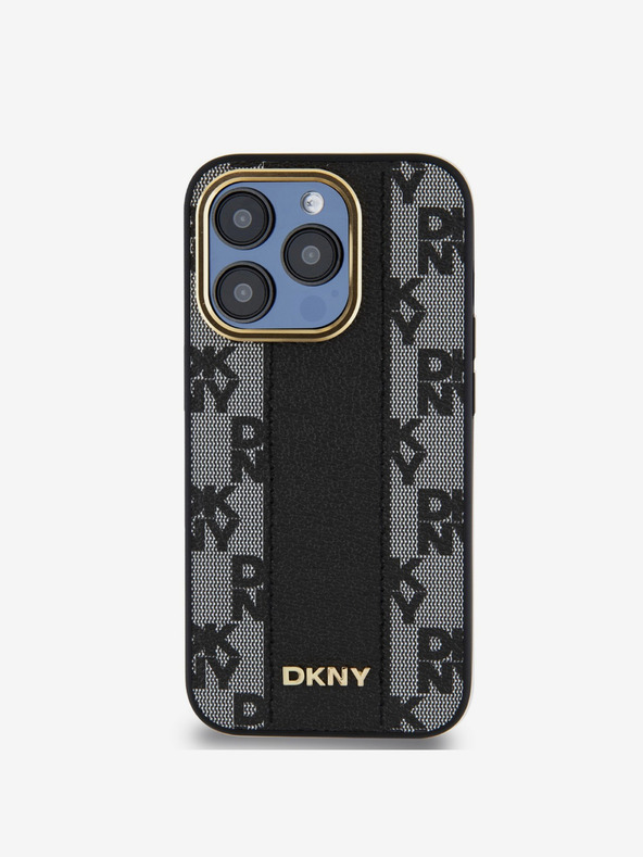 DKNY PU Leather Checkered Pattern Magsafe Zadní Kryt pro iPhone 15 Pro Max Black DKNY