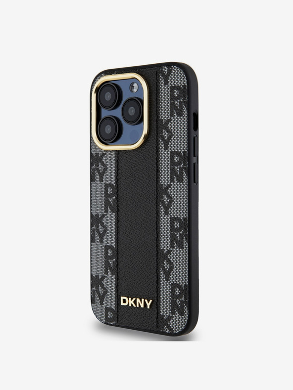 DKNY PU Leather Checkered Pattern Magsafe Zadní Kryt pro iPhone 15 Pro Max Black DKNY