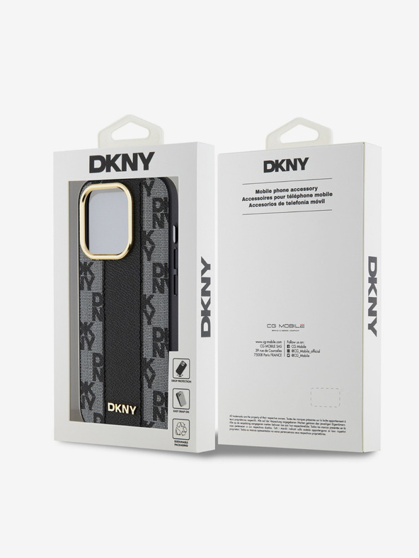 DKNY PU Leather Checkered Pattern Magsafe Zadní Kryt pro iPhone 15 Pro Max Black DKNY