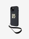DKNY PU Leather Stack Logo Wrist Strap Zadní Kryt pro iPhone 14 Black DKNY