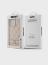 DKNY PU Leather Checkered Pattern and Stripe Zadní Kryt pro iPhone 14 Pro Max Pink DKNY
