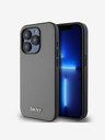 DKNY PU Leather Silver Metal Logo Magsafe Zadní Kryt pro iPhone 14 Pro Max Grey DKNY