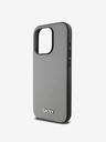 DKNY PU Leather Silver Metal Logo Magsafe Zadní Kryt pro iPhone 14 Pro Max Grey DKNY