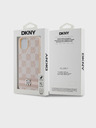 DKNY PU Leather Checkered Pattern and Stripe Zadní Kryt pro iPhone 15 Pink DKNY