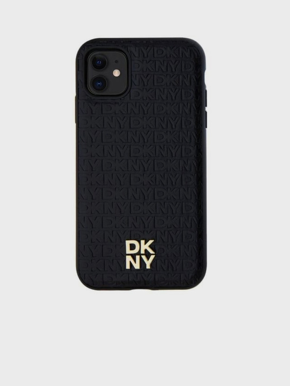DKNY PU Leather Repeat Pattern Stack Logo Magsafe Zadní Kryt pro iPhone 11 Black DKNY