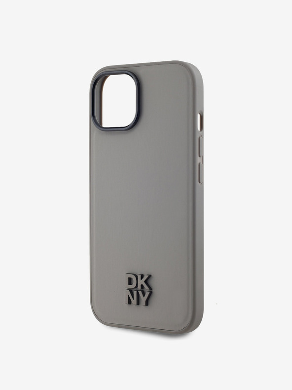 DKNY PU Leather Stack Logo Magsafe Zadní Kryt pro iPhone 15 Grey DKNY