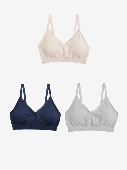 Marks & Spencer Sada tří dámských bezešvých podprsenek v šedé, světle růžové a tmavě modré barvě Marks & Spencer