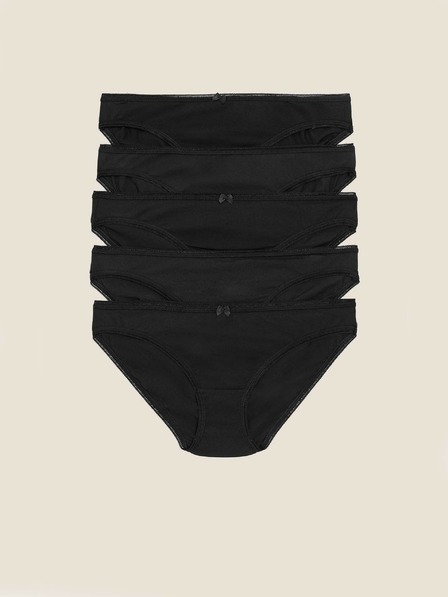 Marks & Spencer Bikini kalhotky z bavlny s lycrou®, 5 ks v balení Marks & Spencer černá