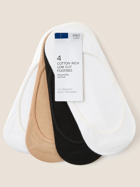 Marks & Spencer 4 ks nízkých šlapek Marks & Spencer bílá