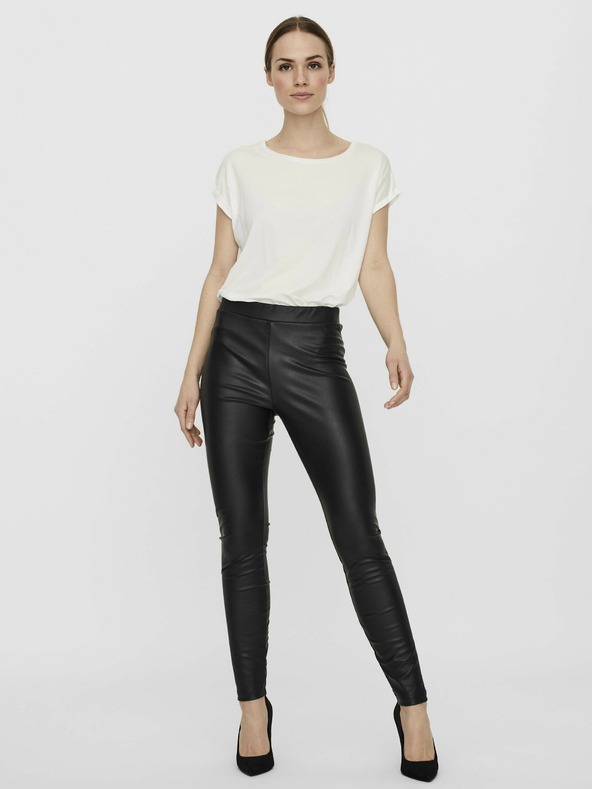 Vero Moda Černé dámské koženkové skinny fit legíny VERO MODA Gaya